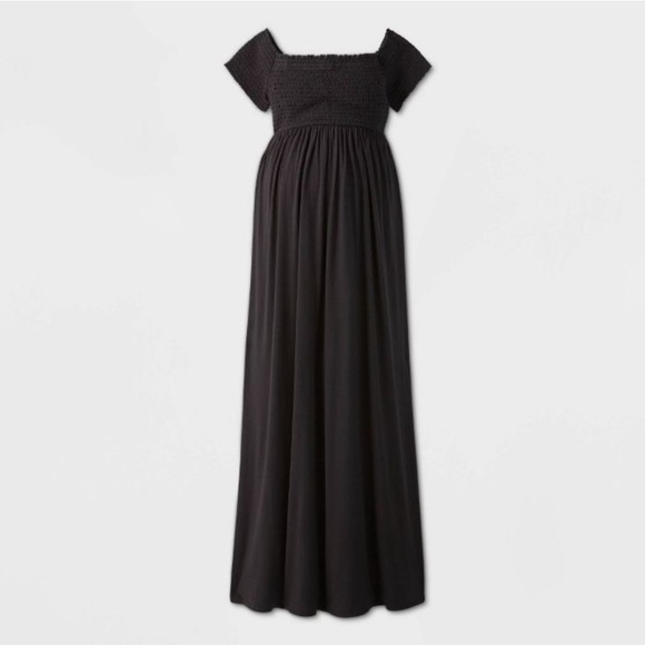 black maternity maxi dress with sleeves